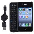 Black/ Silver Sliding Bluetooth Keyboard/ USB Cable for Apple iPhone 4