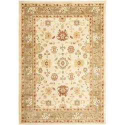 Oushak Cream/ Green Powerloomed Rug (9'6 x 13')