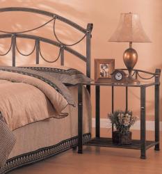 Cuzia Iron/Glass Nightstand with Shelf