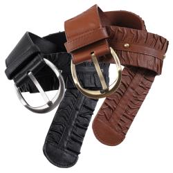 Chinese Laundry Women's Brushed Buckle Ruched Detail Belt