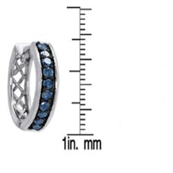 Sterling Silver 1/2ct TDW Blue Diamond Hoop Earrings