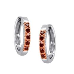 Sterling Silver 1/4ct TDW Red Diamond Hoop Earrings