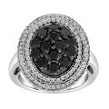 Sterling Silver 2ct TDW Black and White Diamond Ring (I-J, I2-I3) (Size 7)