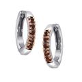 Sterling Silver 1/10ct TDW Red Diamond Hoop Earrings