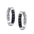 Sterling Silver 1/10ct TDW Blue Diamond Hoop Earrings