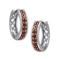 Sterling Silver 1/2ct TDW Red Diamond Hoop Earrings