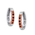 Sterling Silver 1/4ct TDW Red Diamond Hoop Earrings