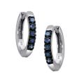 Sterling Silver 1/4ct TDW Blue Diamond Hoop Earrings