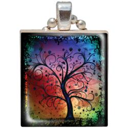 Jesse Janes 'Swirl Tree' Game Tile Pendant