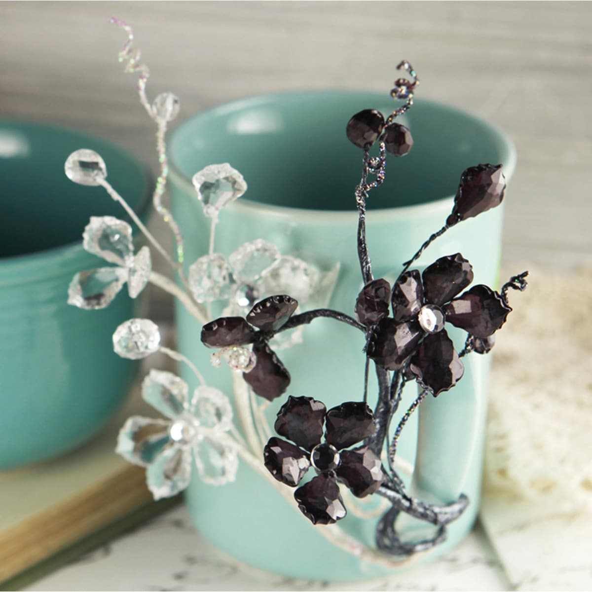 Prima Flowers Crystal Palace Black Ice Moldable Wire Stems