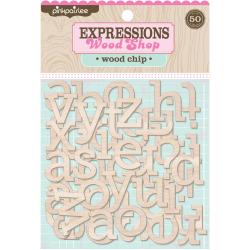 Pink Paislee Wood Shop Expressions Laser-cut Alphabets Wood Chips
