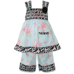 AnnLoren Boutique Girl's Shabby Floral 2-piece Capri Set
