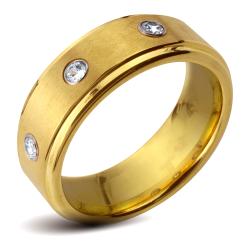 Goldplated Tungsten Carbide Men's Cubic Zirconia Ring