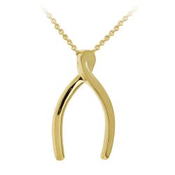 18k Gold over Sterling Silver Wishbone Necklace 