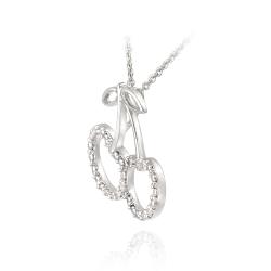 Sterling Silver Diamond Accent Cherry Necklace