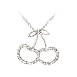 Sterling Silver Diamond Accent Cherry Necklace