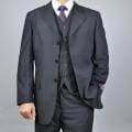 Carlo Lusso Men's Black 3-Button Vested Suit