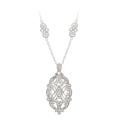DB Designs Sterling Silver Diamond Accent Oval Vintage Design Necklace