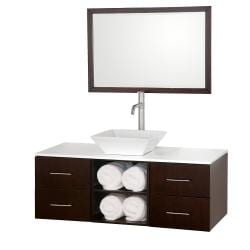 Wyndham Collection Abba Espresso Solid Oak Single 48-inch Bathroom Vanity Set
