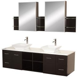 Wyndham Collection Avara Espresso 72-inch Double Bathroom Vanity Set