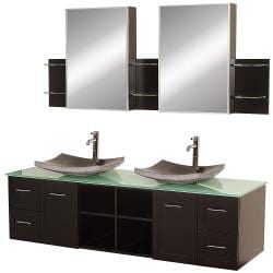 Wyndham Collection Avara 72-inch Espresso Oak Double Bathroom Vanity Set