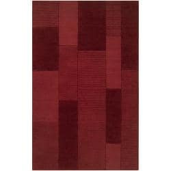 Hand-crafted Solid Casual Red Brunson Wool Rug (9' x 12')