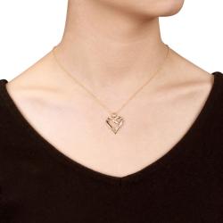 Yellow Rhodium Plating Over Silver Diamond Accent Heart Necklace