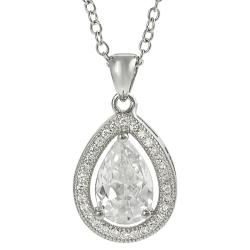 Tressa Silvertone Pear-cut Pave-set Cubic Zirconia Necklace
