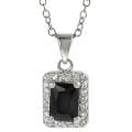 Tressa Silvertone Emerald-cut White and Black Cubic Zirconia Necklace