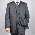 Carlo Lusso Tonal Black 2-Button Vested Suit