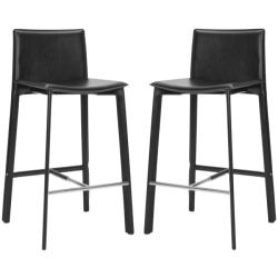 Madison Ave 30-inch Black Leather Bar Stool (Set of 2)