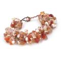 Chic Cluster Carnelian and Pearl Toggle Bracelet (5-6 mm) (Thailand)