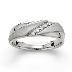 Sterling Silver Men's 1/10ct TDW Diamond 5-stone Ring (H-I, I2-I3)