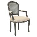 Mouries Beige/ Antiqued Black Carved Nailhead Arm Chair