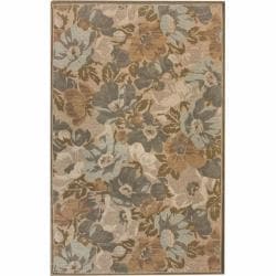 Handmade Luna Bold Floral New Zealand Wool Rug (7'6 x 9'6)
