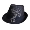 Hatter Company Women's Animal Print Rhinestone Cross Fedora Hat