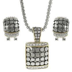 Tressa Two-tone Cubic Zirconia Circle Necklace and Earring Set