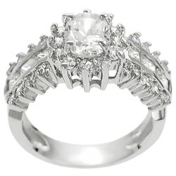 Tressa Silvertone Oval and Round-cut Cubic Zirconia Ring