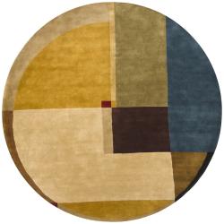 Hand-tufted Mandara Multi-color Wool Rug (9' Round)