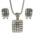 Tressa Two-tone Cubic Zirconia Circle Necklace and Earring Set
