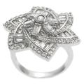Tressa Silvertone Cubic Zirconia Flower Ring