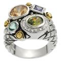 Tressa Silvertone Multi-colored Cubic Zirconia Ring