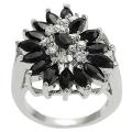 Tressa Silvertone Black and White Cubic Zirconia Spiral Ring