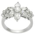 Tressa Silvertone Cubic Zirconia Flower Ring