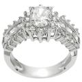 Tressa Silvertone Oval and Round-cut Cubic Zirconia Ring