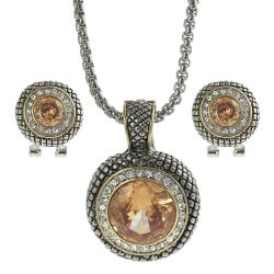 Tressa Two-tone Cubic Zirconia Necklace and Earring Set