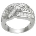 Tressa Silvertone Round and Emerald-cut Cubic Zirconia Ring