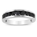 Miadora Sterling Silver 1ct TDW Black Diamond Ring