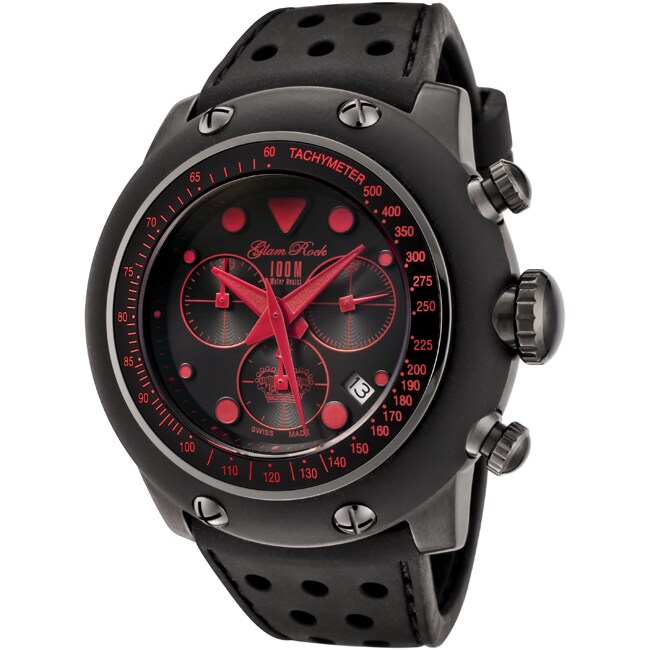 Glam Rock Race Track Black Silicon Watch