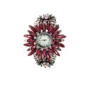 Shihao Women's Gorgeous Red Flower White Dial Bracelet Watch